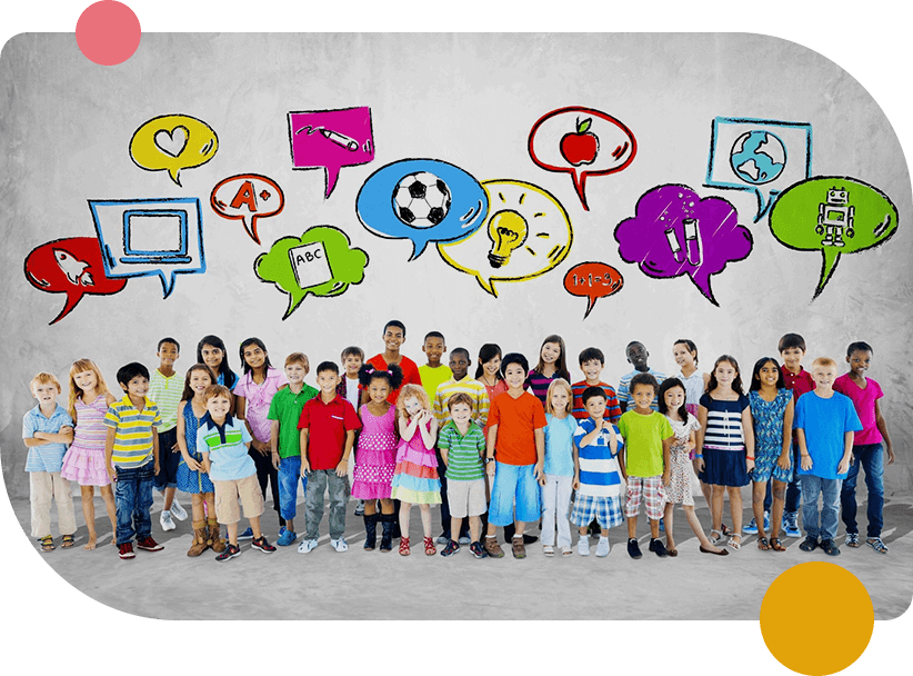 Group of Students With Speech Bubbles